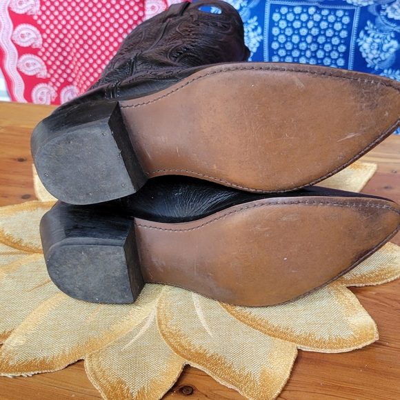 DURANGO Black Cherry Leather Cowboy Boots - Picture 6 of 6